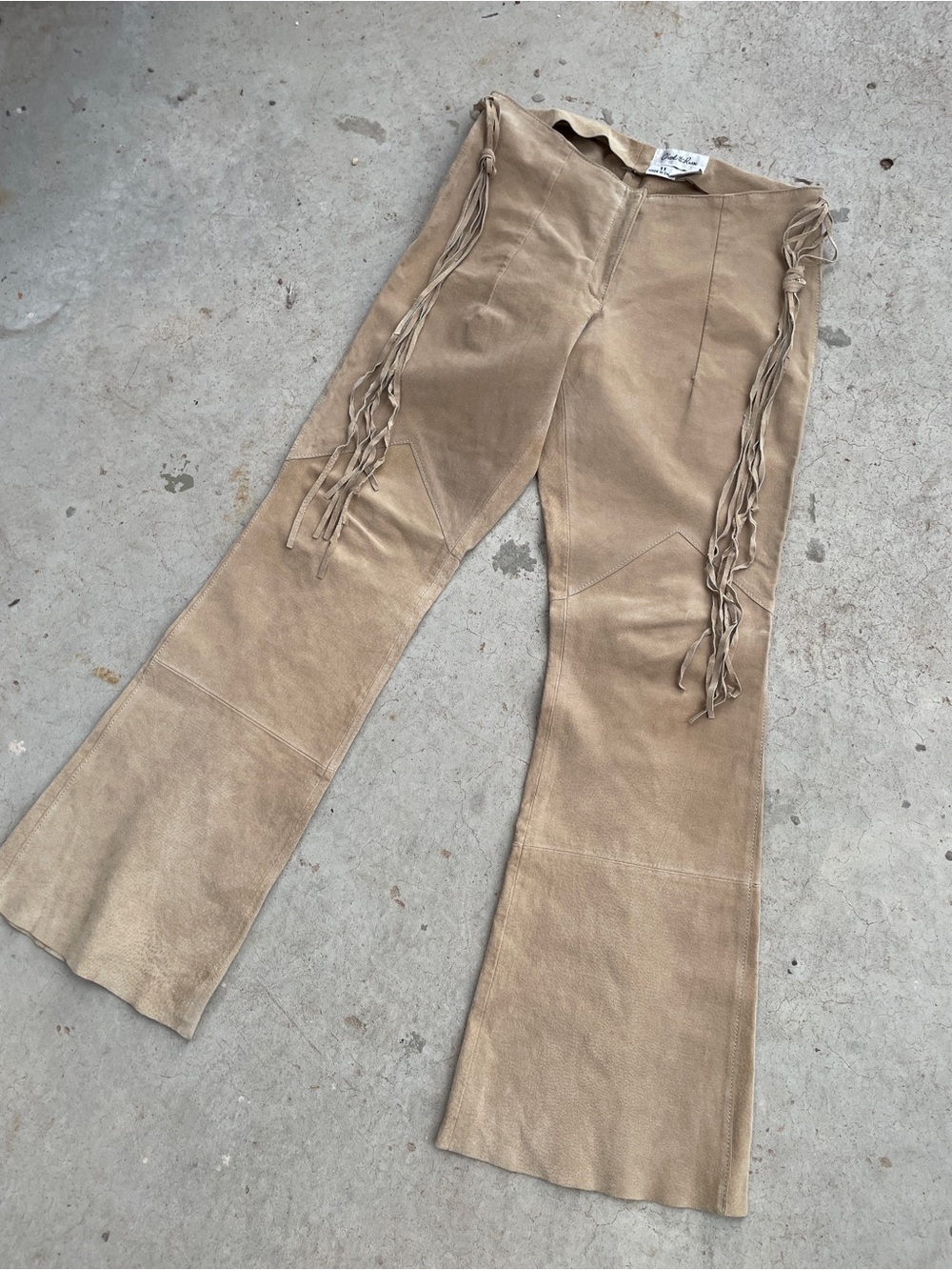 Charlotte Russe RARE Vintage Y2K Western Low Rise Suede Chap Flares - Picture 2 of 7